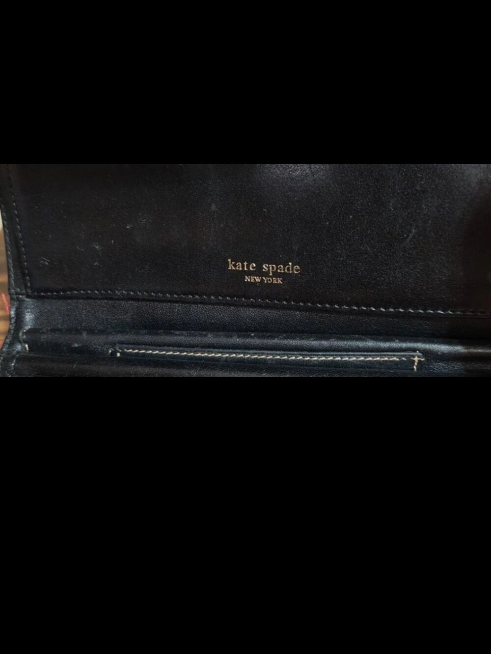 Early 2000s Red/Burgundy Color Kate Spade New York "Noel" Jacquard Flap Wallet. - Picture 6 of 12